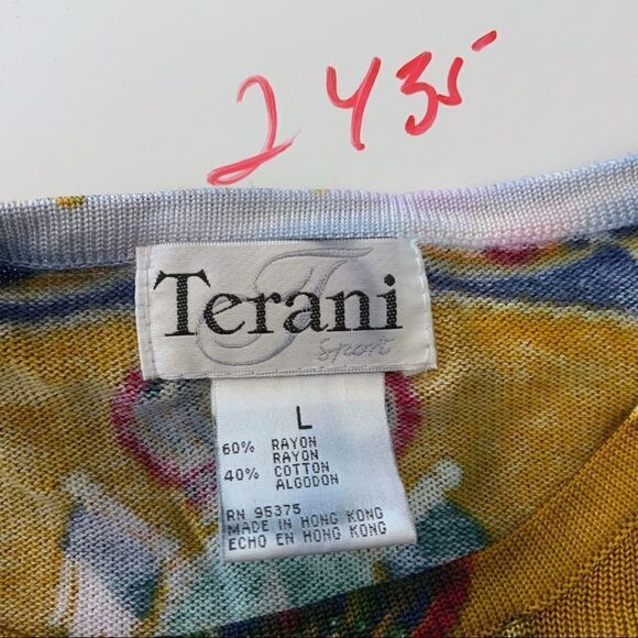 Vintage TERANI SPORT Pullover Sweater Regal Royalty Pattern Women’s Size L - Picture 7 of 9